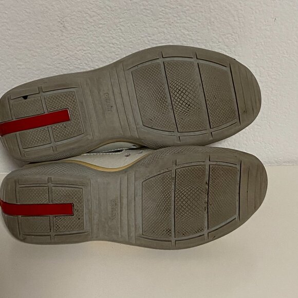 PRADA AMERICAS CUP SNEAKERS SHOES PS0906 WHITE LEATHER/ SILVER - SIZE 35.5 - Picture 6 of 8